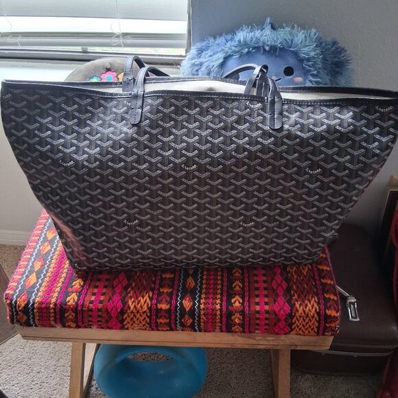 GOYARD Saint Louis GM Shoulder Tote Bag Coated Canvas Black - Picture 1 of 4